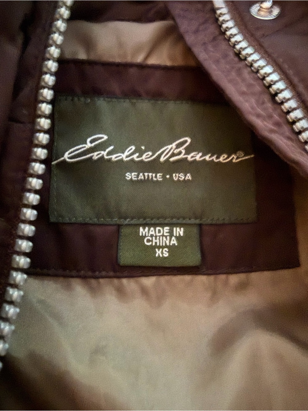 Eddie Bauer Dark Brown Long Puffer Coat with Hood - Picture 4 of 4
